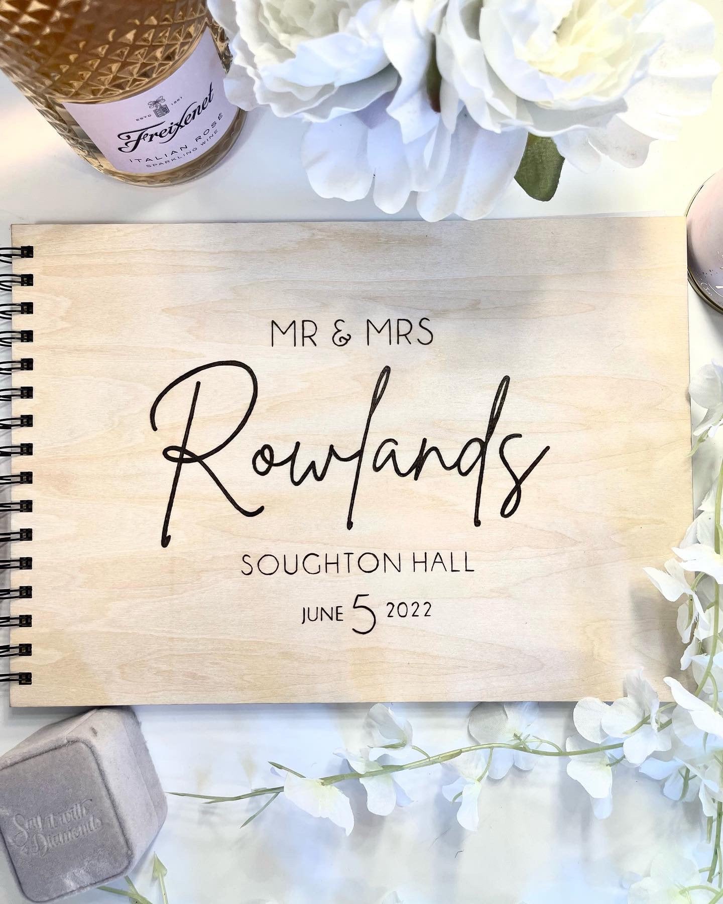 Personalised A4 Wooden Engraved Wedding Guest Book