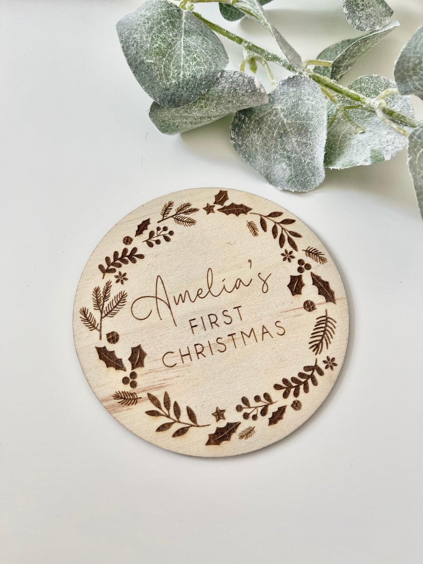 Personalised Engraved Baby's First Christmas Name Plaque