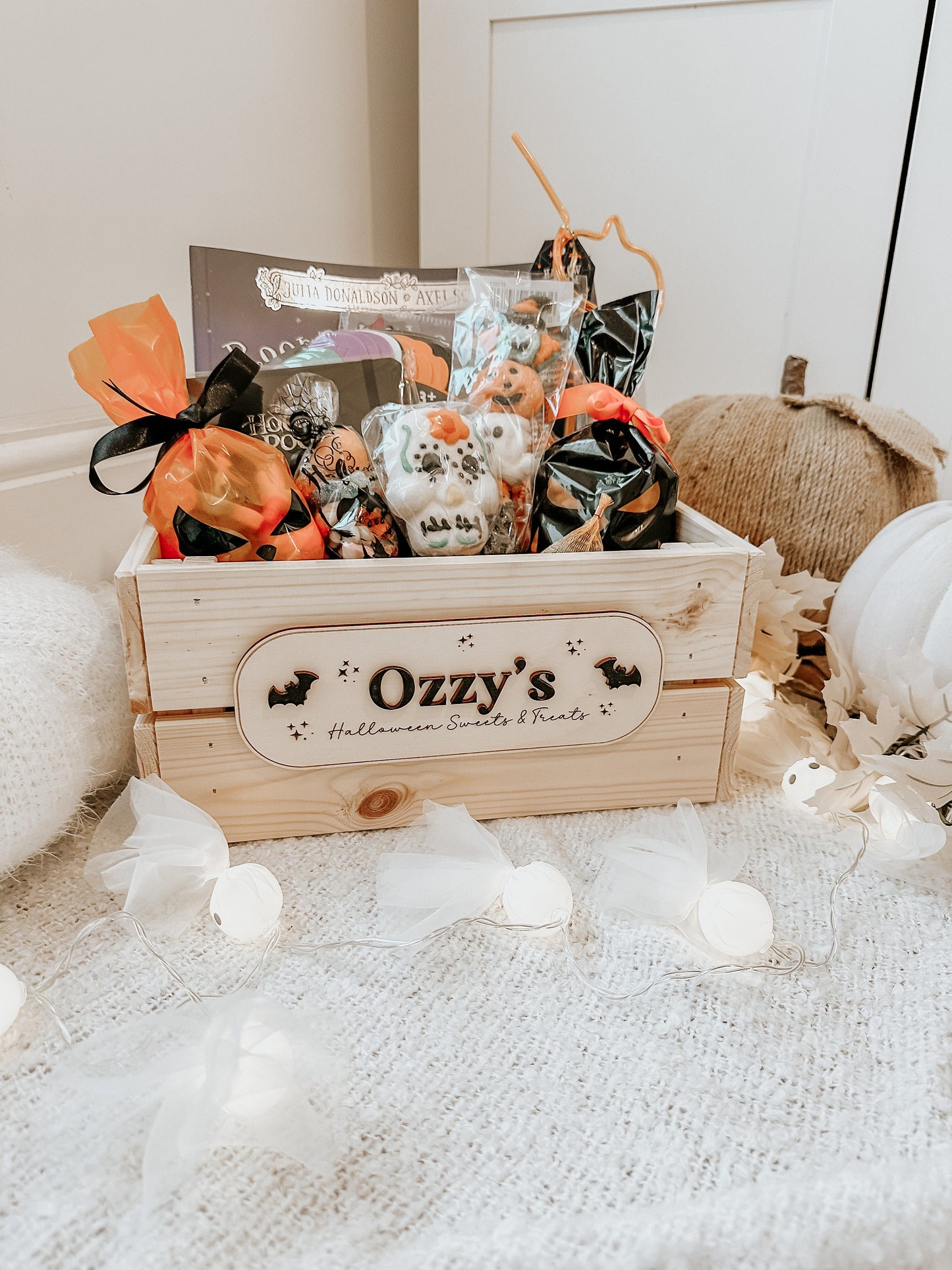 Personalised Halloween Bat Crate - Personalised wooden crate