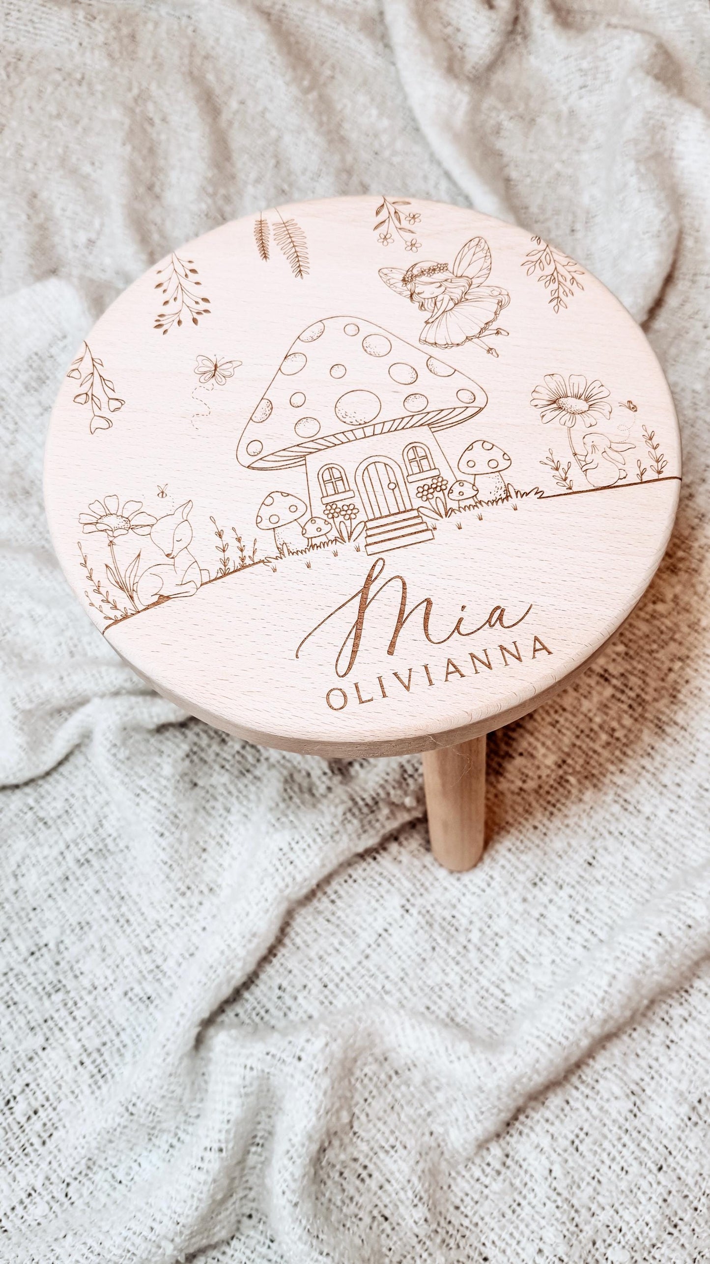 Kids Personalised Animal Jungle Wooden Stool