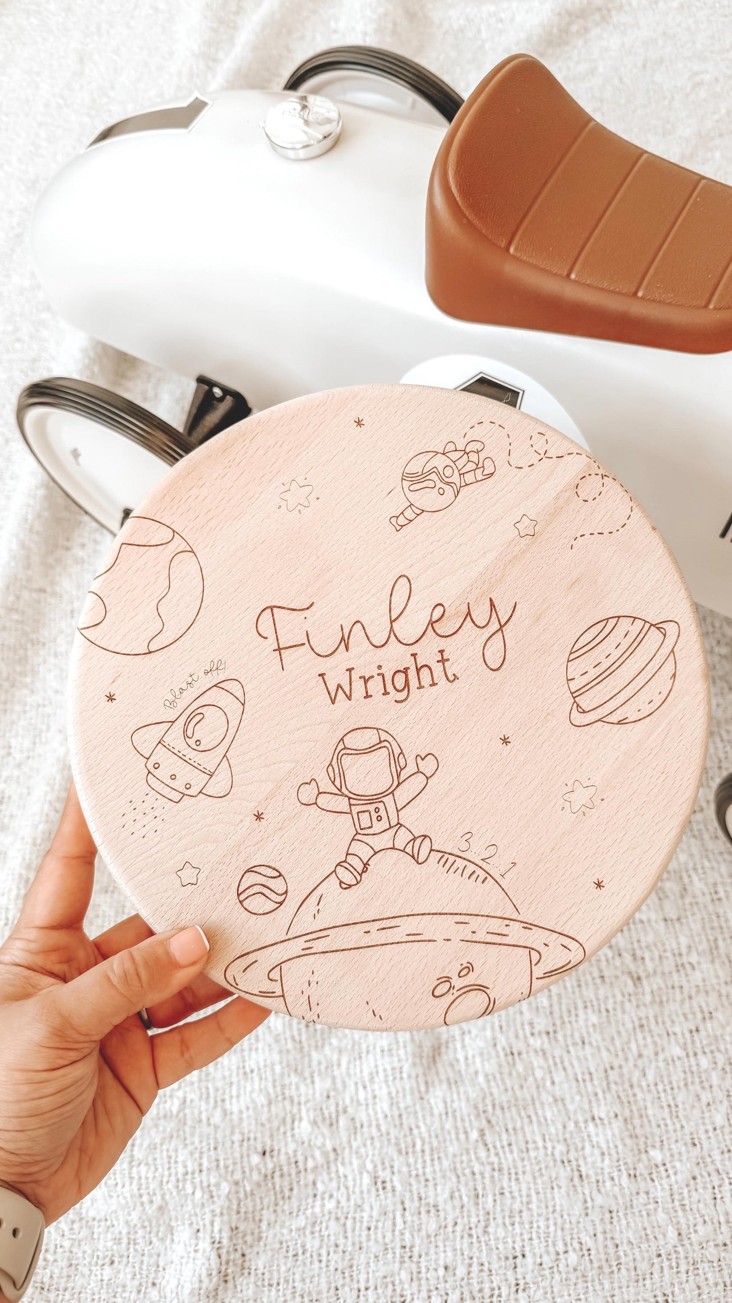 Kids Personalised Space Astronaut Wooden Stool