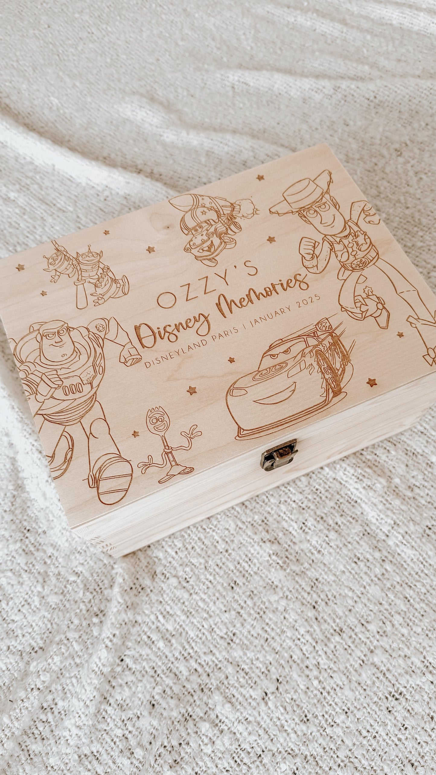 Personalized Wooden Disney Pixar Toy Story & Cars Keepsake Box - Personalised Memory Box - Holiday Memory Box- Unique disney gifts