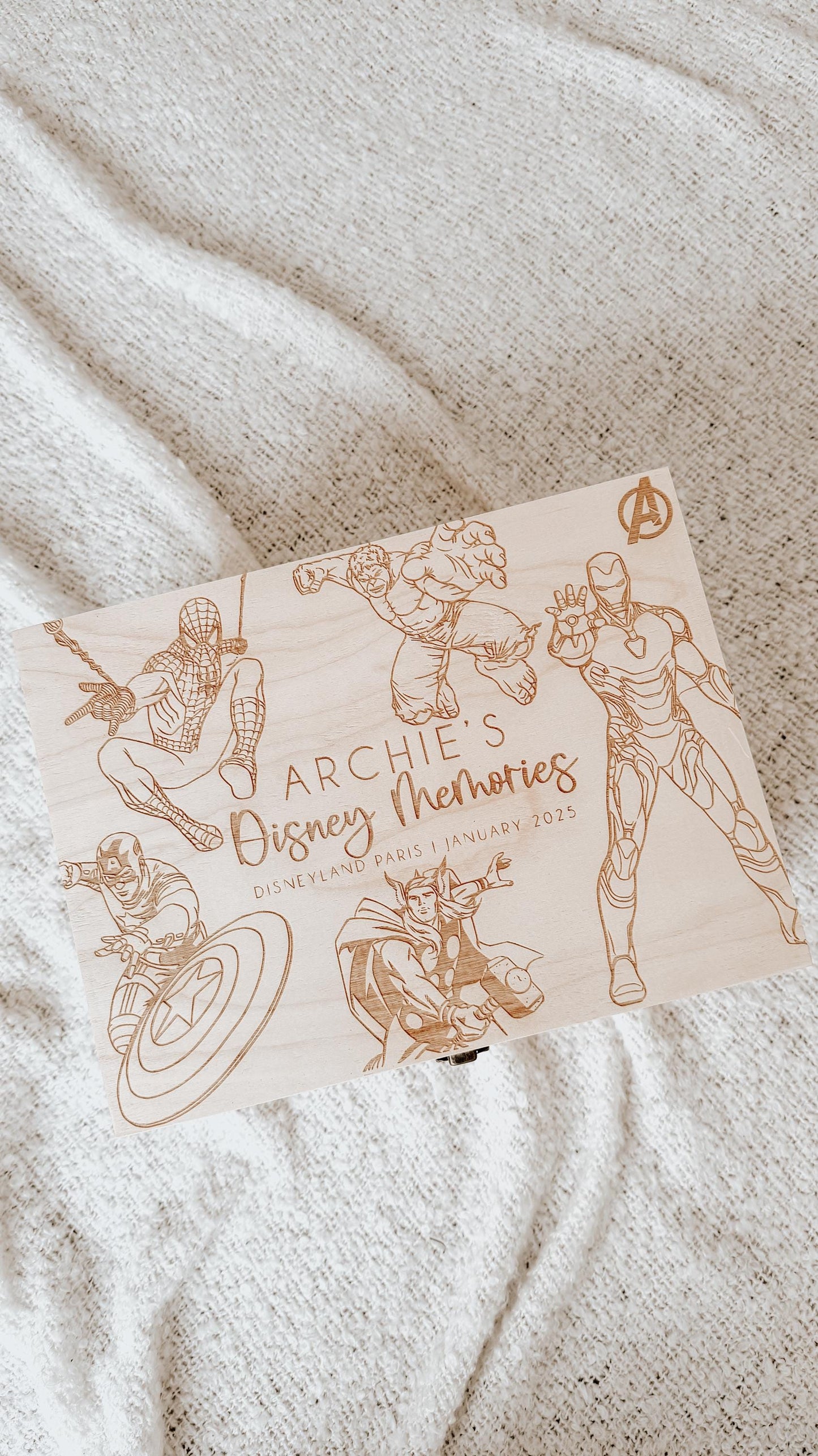 Personalized Wooden Disney Avengers Marvel Keepsake Box - Personalised Memory Box - Holiday Memory Box- Unique disney gifts