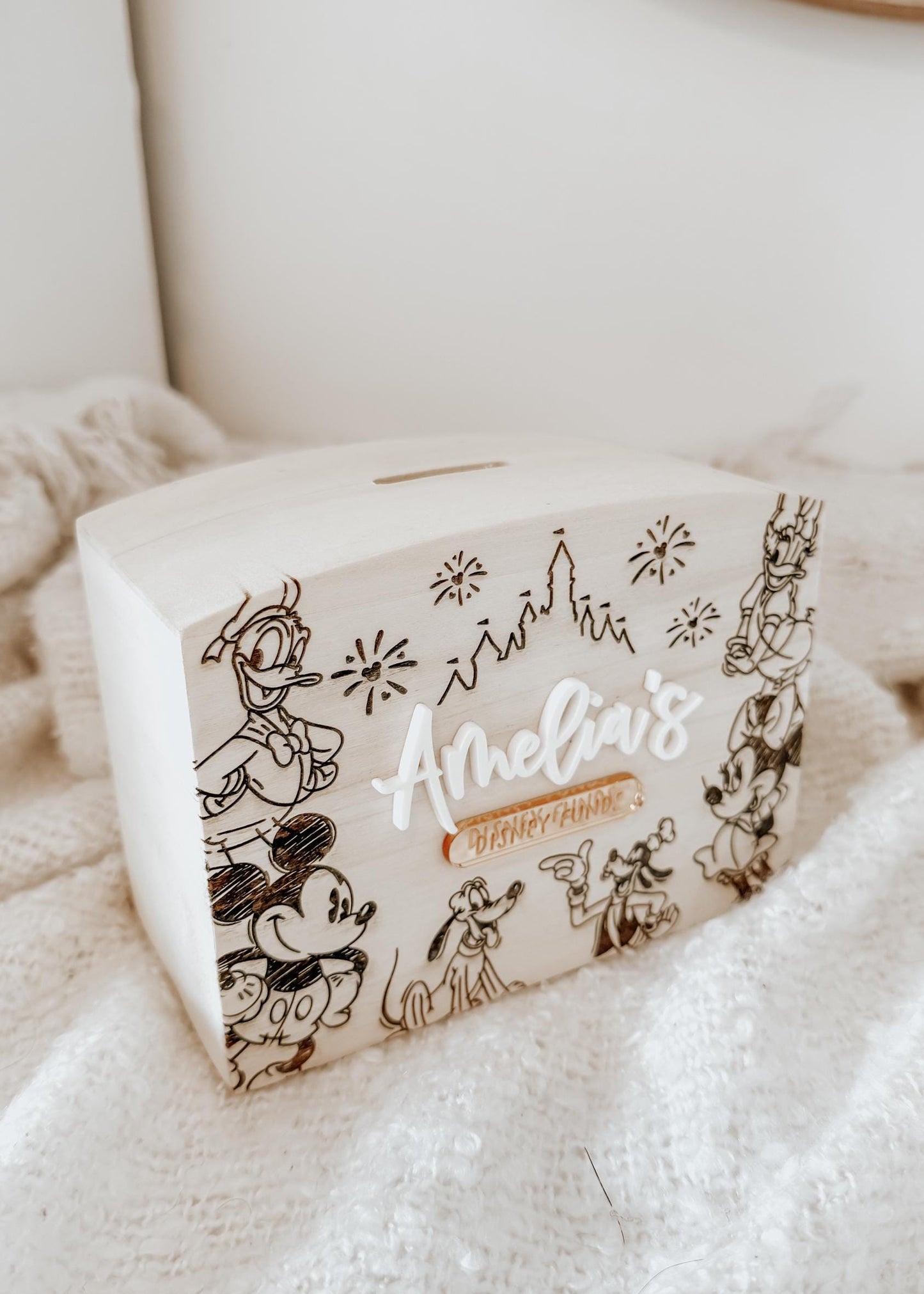 Personalised Disney Money Box | Holiday Funds Money Box | Mickey Mouse Piggy Bank