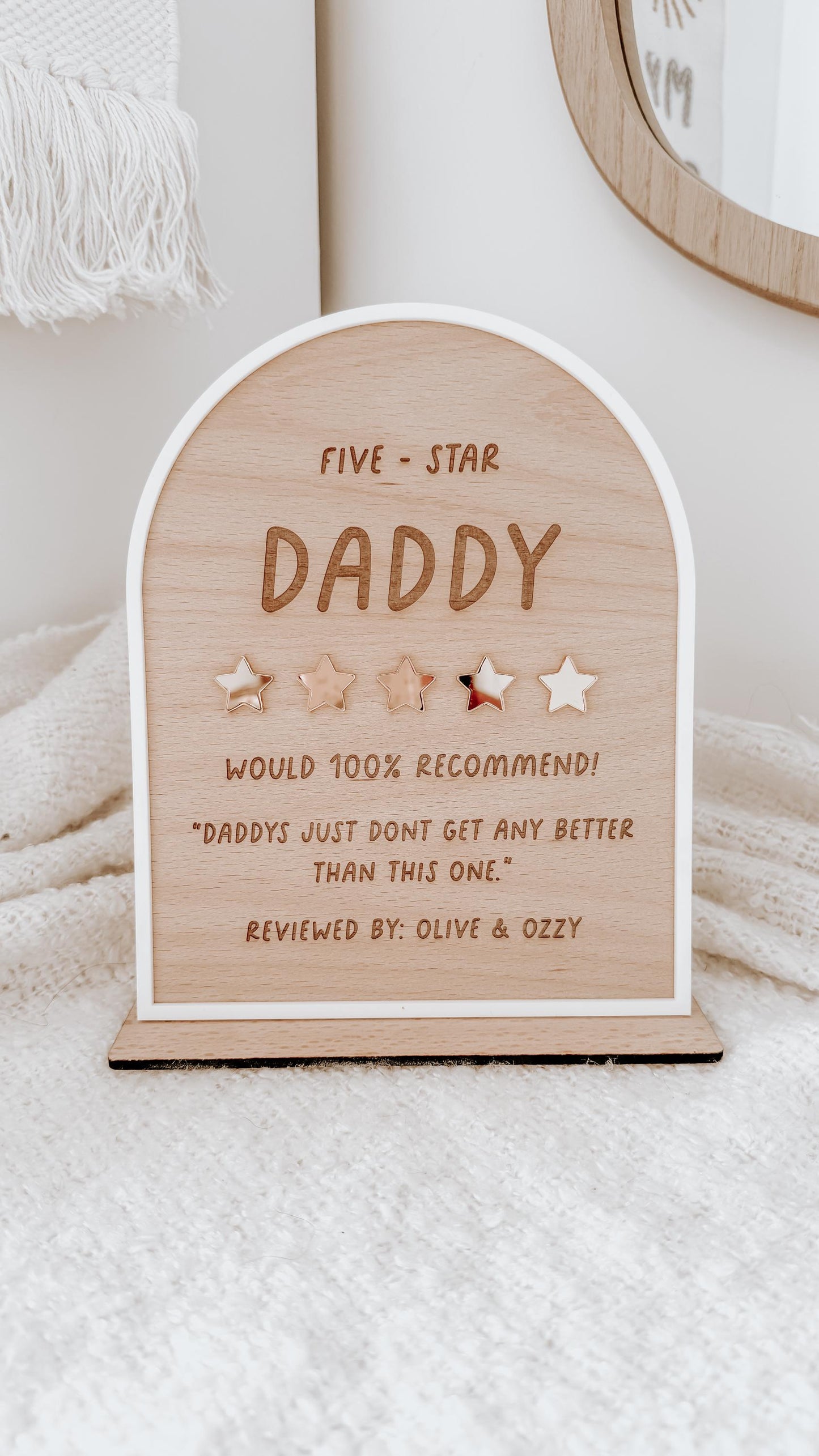 Personalised Father's Day Five Star Review Plaque | Gifts for Fathers Day | Gifts for Dad and Grandad