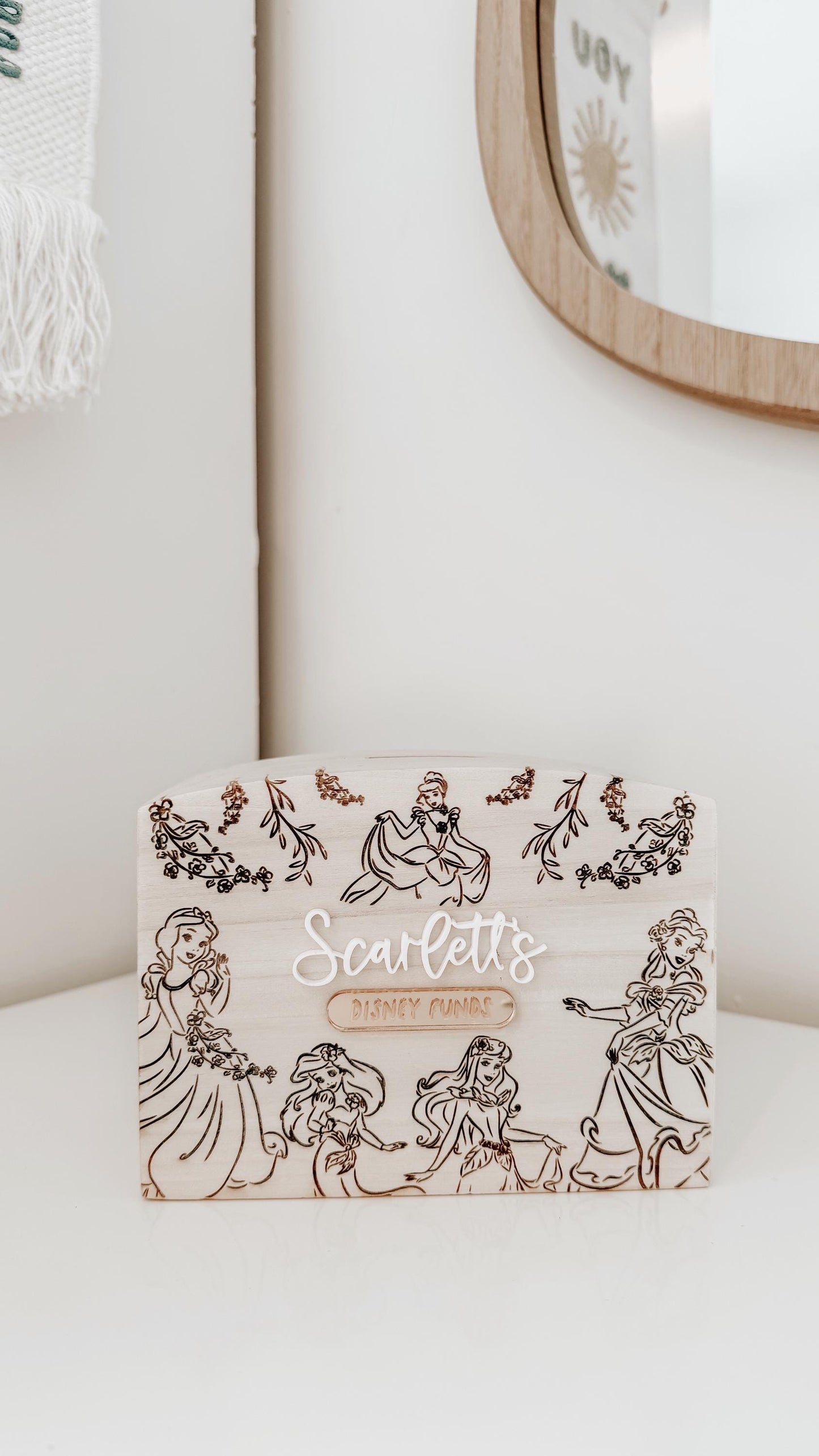 Personalised Disney Princess Money Box | Holiday Funds Money Box | Princess Piggy Bank