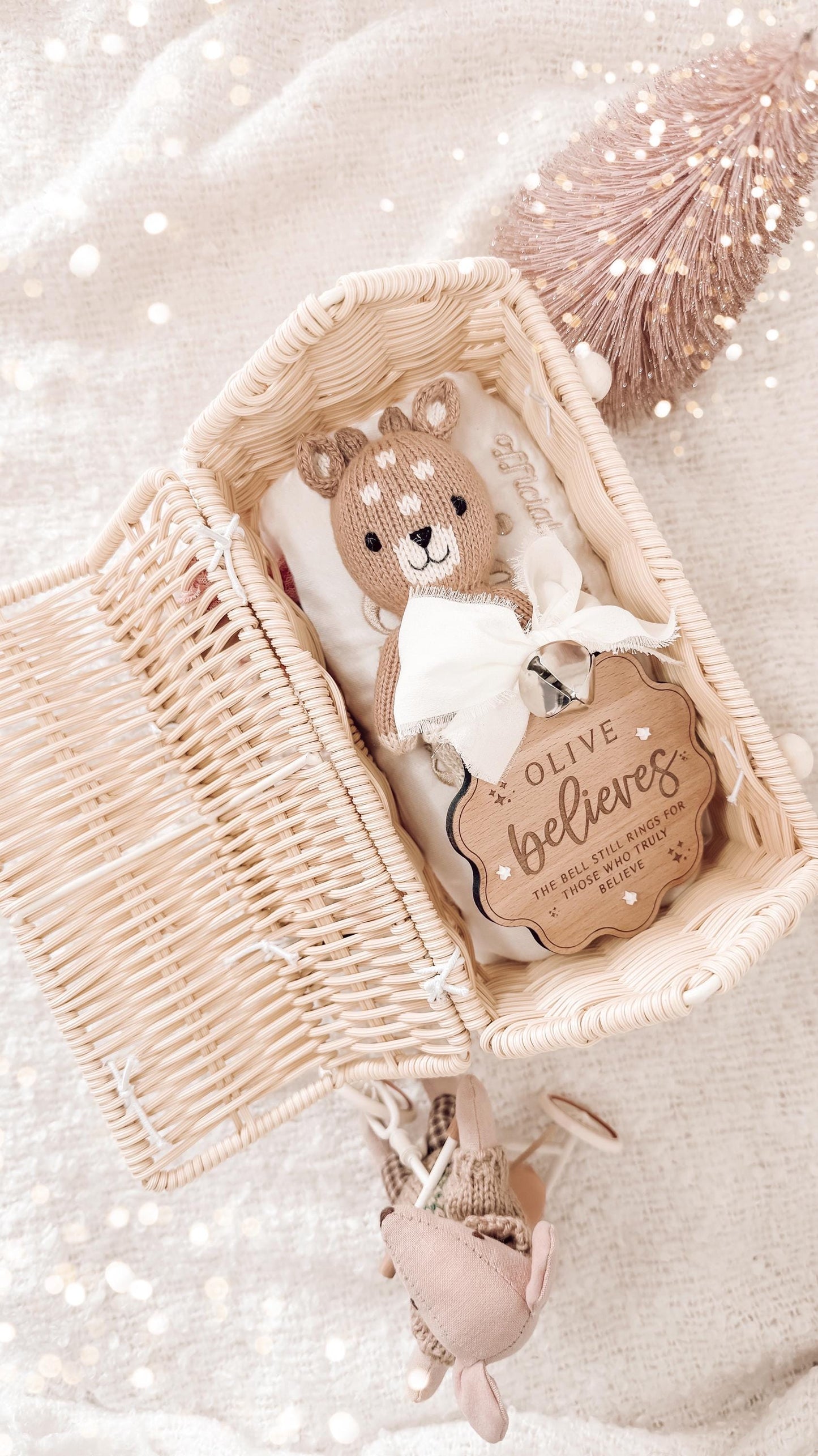 Personalised Christmas Wicker Mouse House Basket | Wicker House Bag | Gift Basket | Maileg House