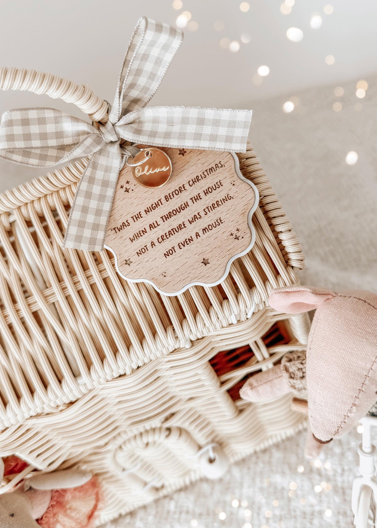 Personalised Christmas Wicker Mouse House Basket | Wicker House Bag | Gift Basket | Maileg House