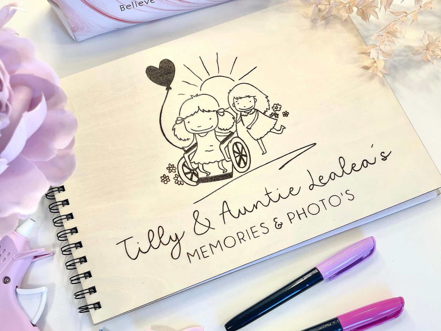 Design your own Personalised A4 wooden engraved scrapbook/ memory book/ scrapbook photo album/ memory gift/ photobook- Laser/Hand burnt