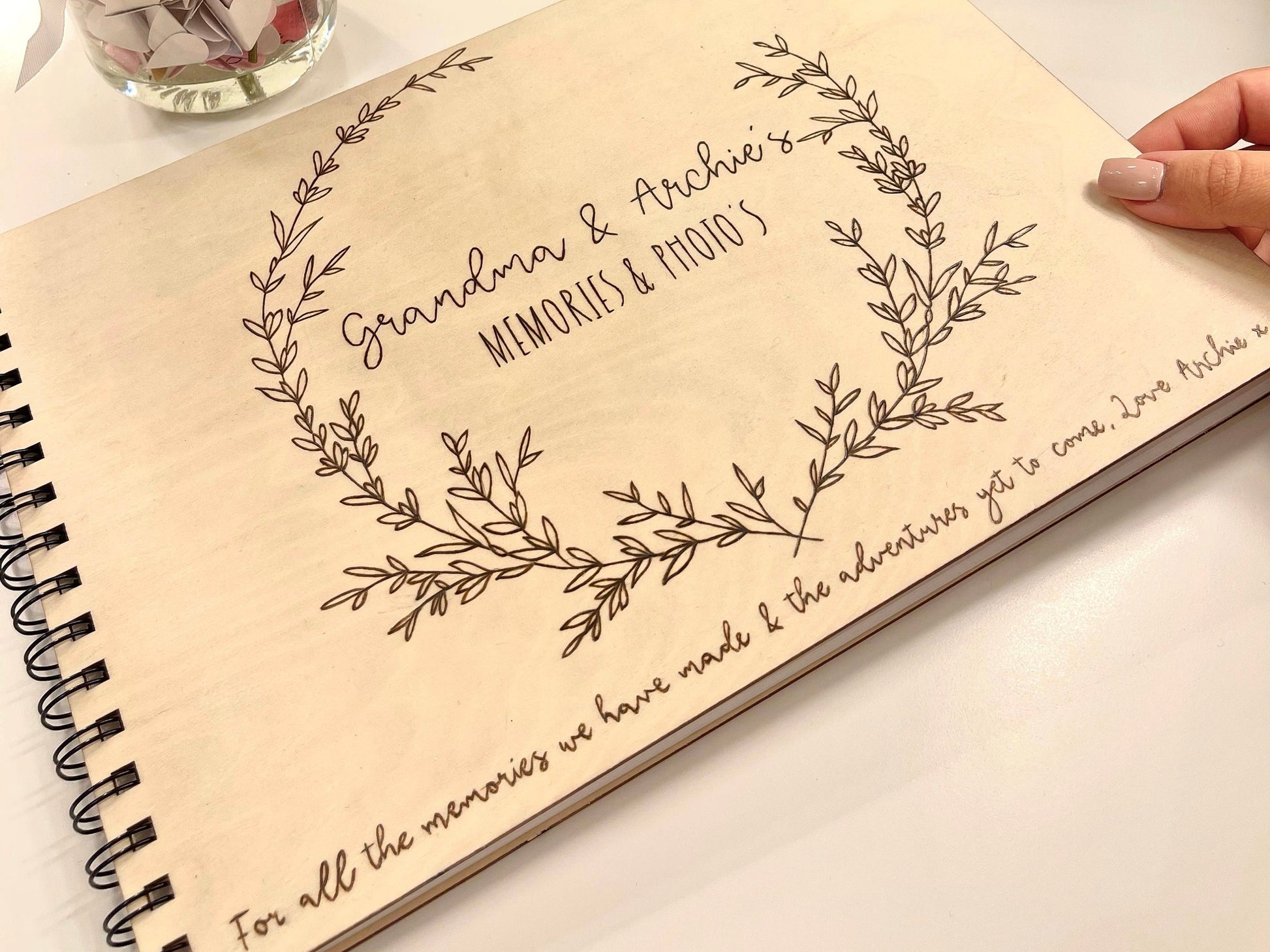 Personalised A4 wooden engraved scrapbook