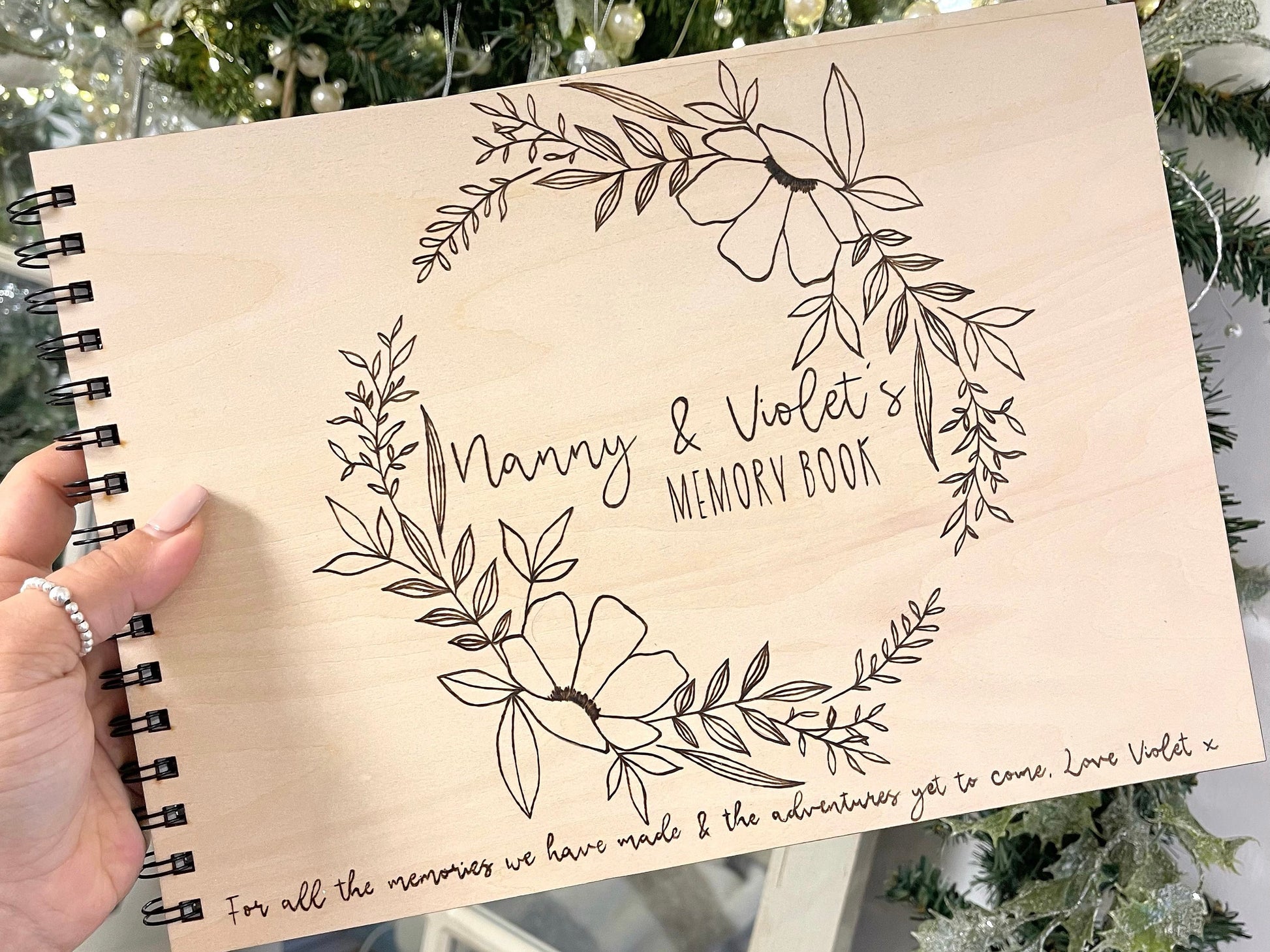 Personalised A4 wooden engraved scrapbook