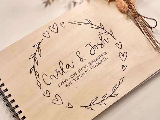 Personalised A4 Wooden Engraved Couples Scrapbook
