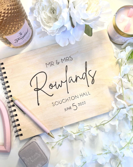 Personalised A4 Wooden Engraved Wedding Guest Book