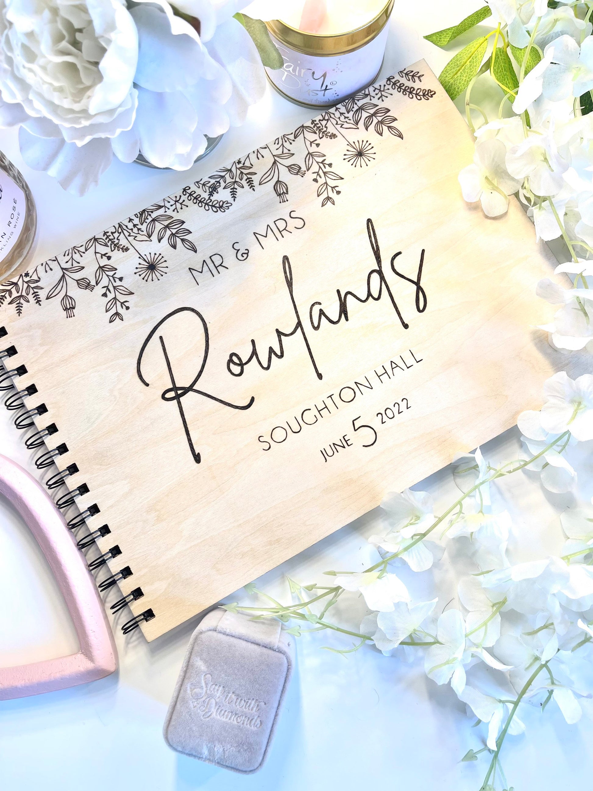Personalised A4 wooden engraved wedding guest book