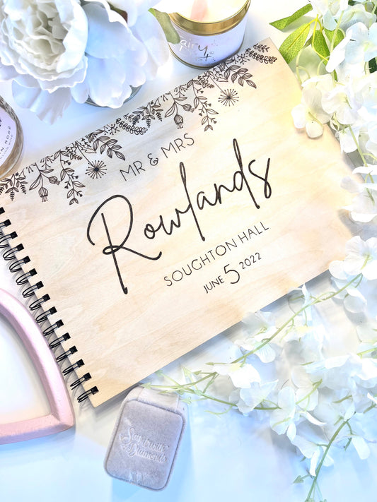 Personalised A4 wooden engraved wedding guest book