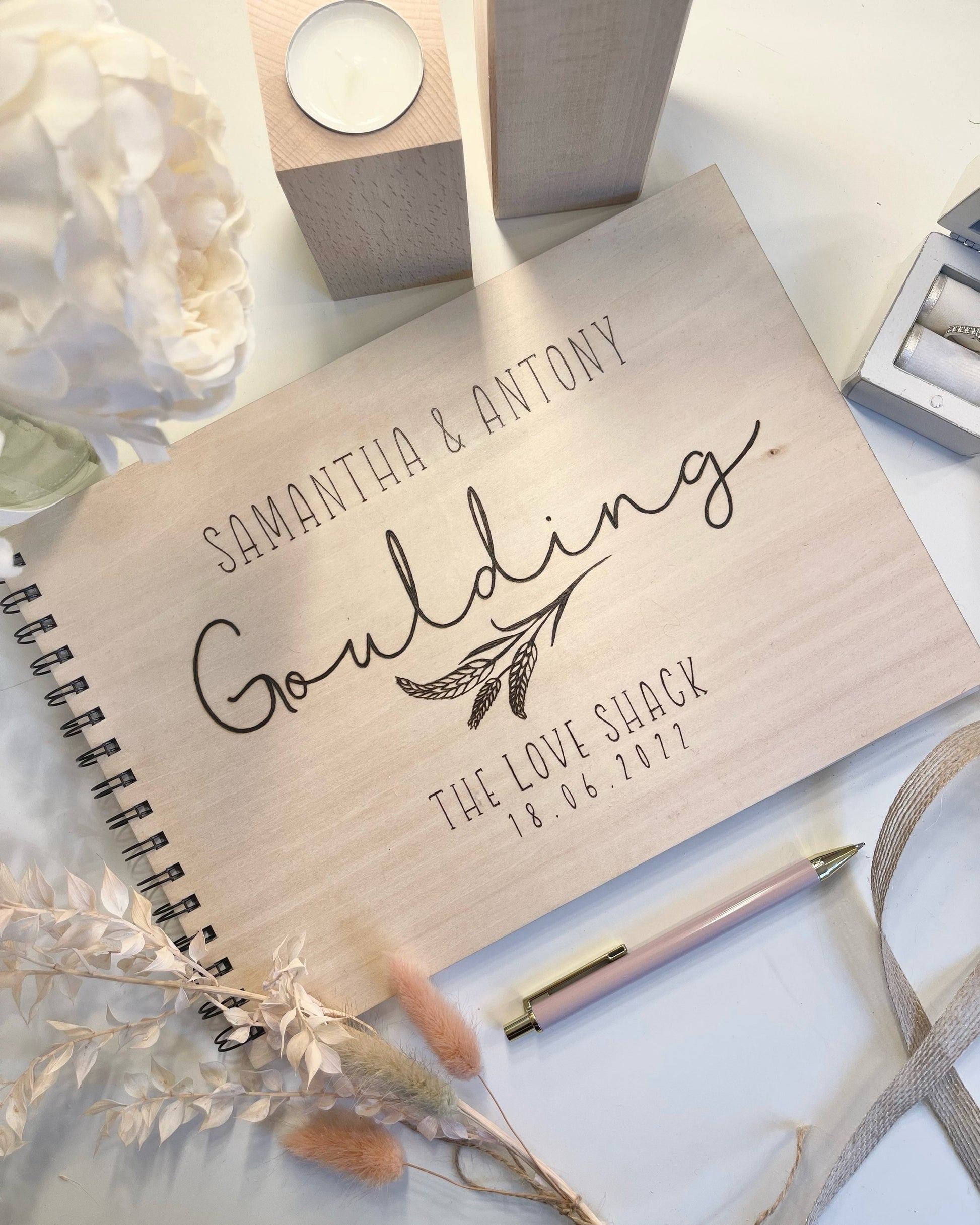 Personalised A4 Wooden Engraved Wedding Guest Book