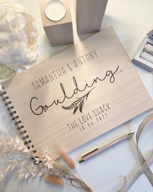 Personalised A4 Wooden Engraved Wedding Guest Book