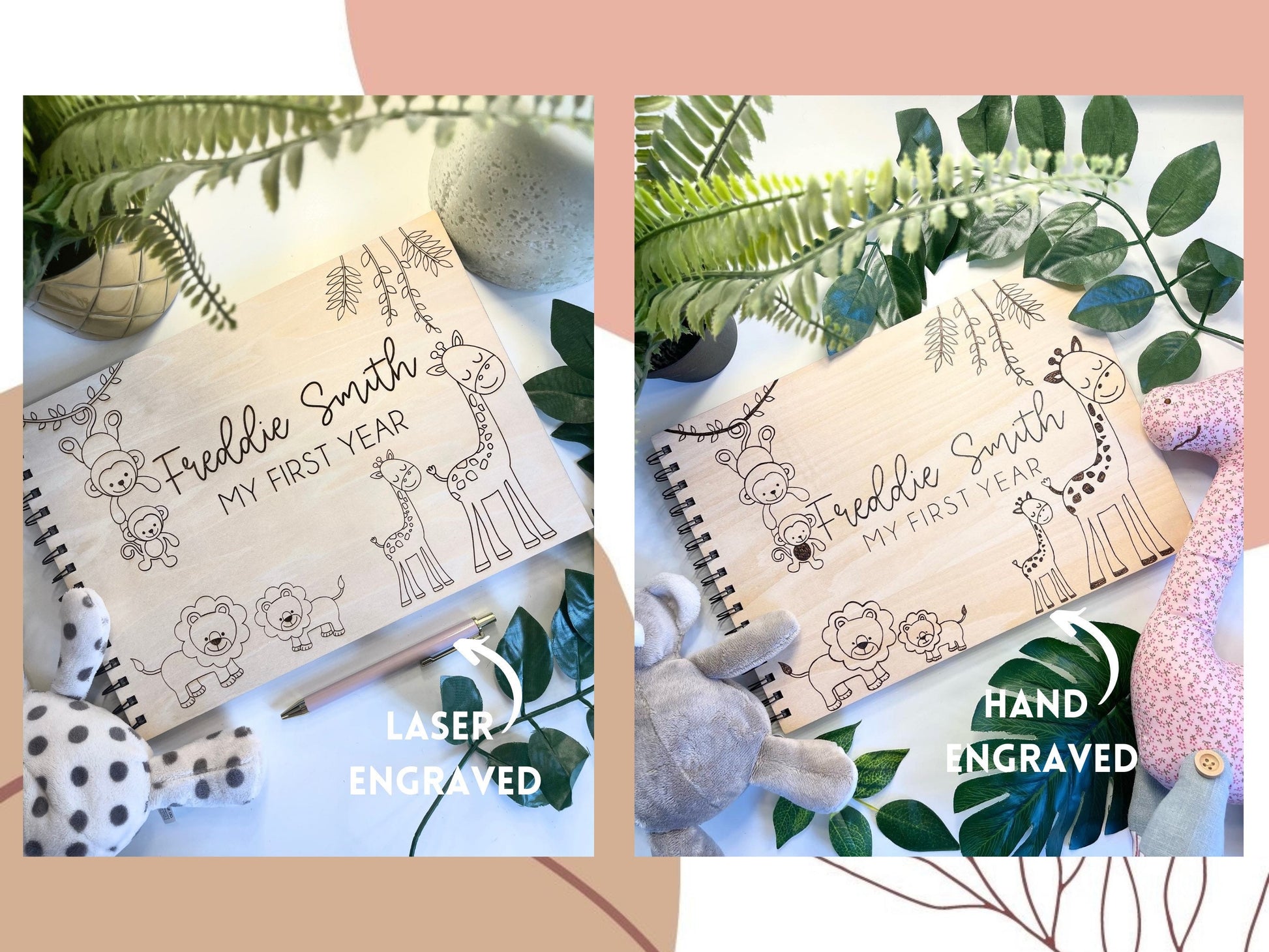 Personalised A4 wooden engraved wedding guest book