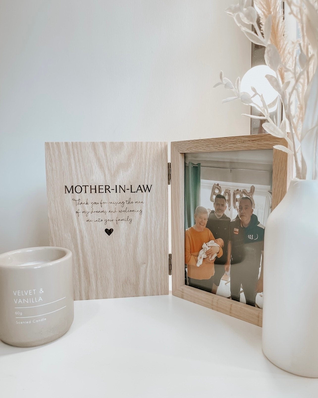 Personalised Mother-In-Law Photo Frame/ Book Photo Frame/ Mother Of The Groom Gift/ Wooden Photo Frame with engraving/ Solid Oak Wood