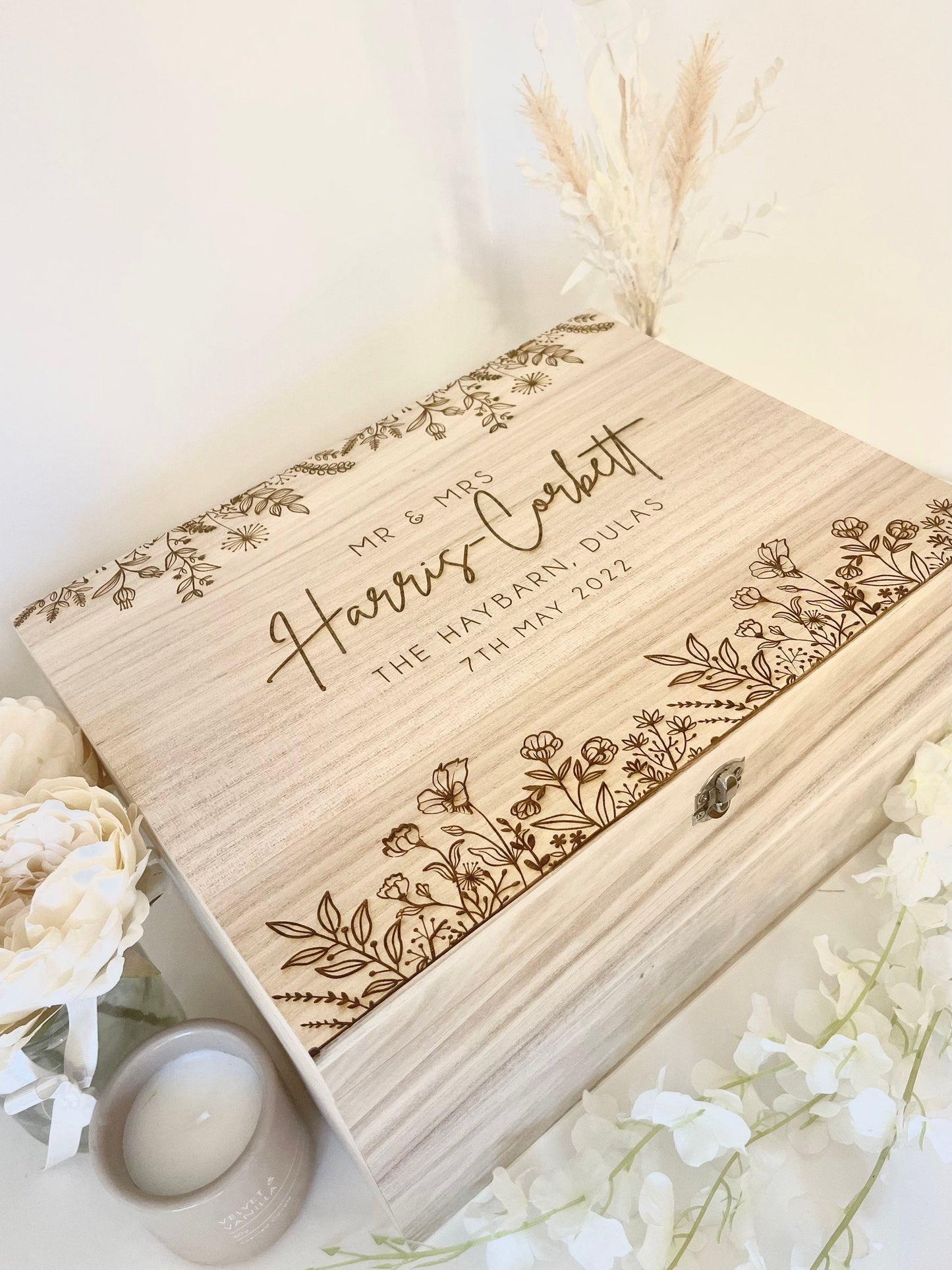 Personalized Wooden Wedding Keepsake Box - Personalised Memory Box - Wedding Memory Box- Unique Wedding gifts- laser/Hand Burnt