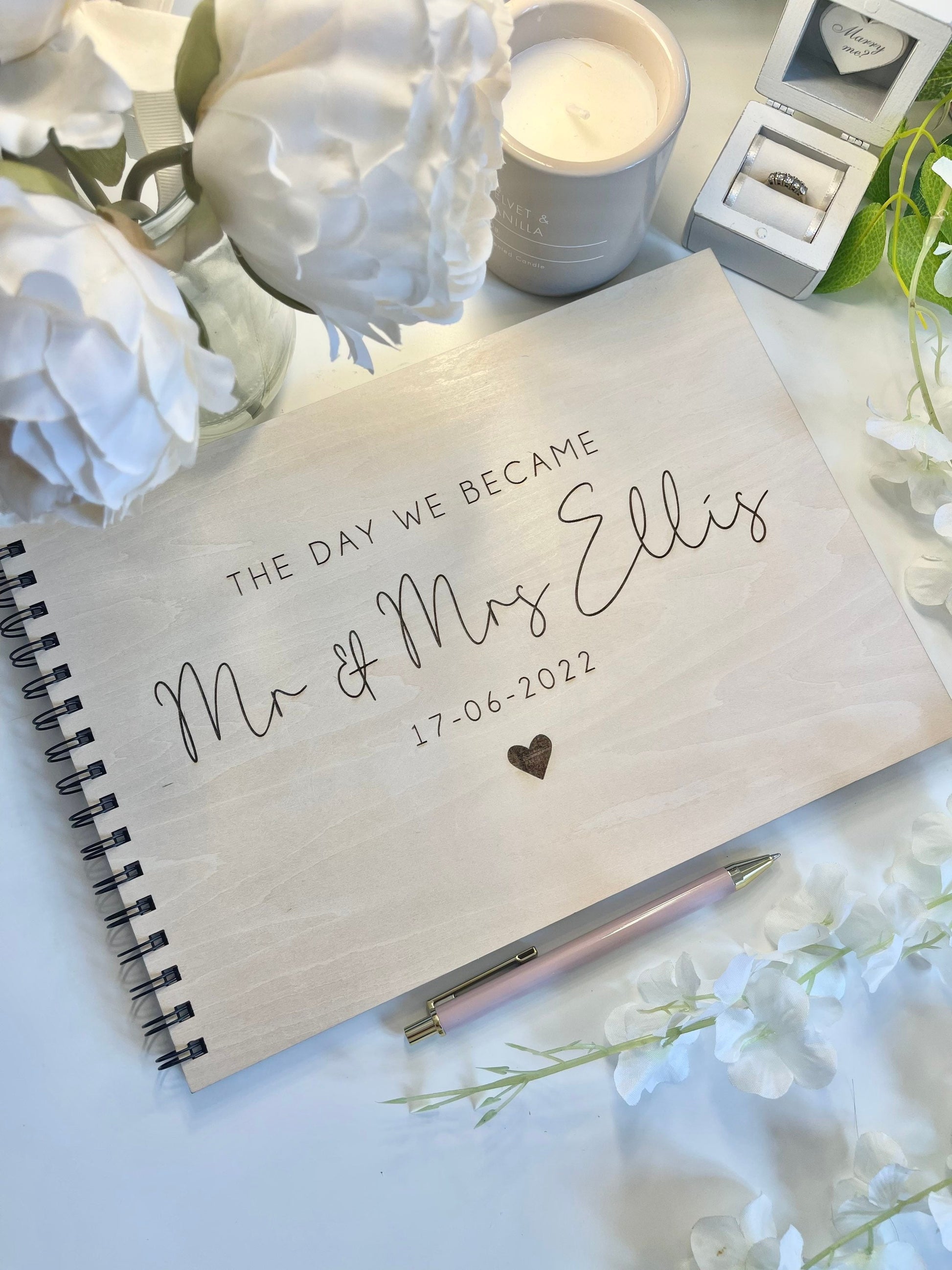 Personalised A4 wooden engraved wedding guest book