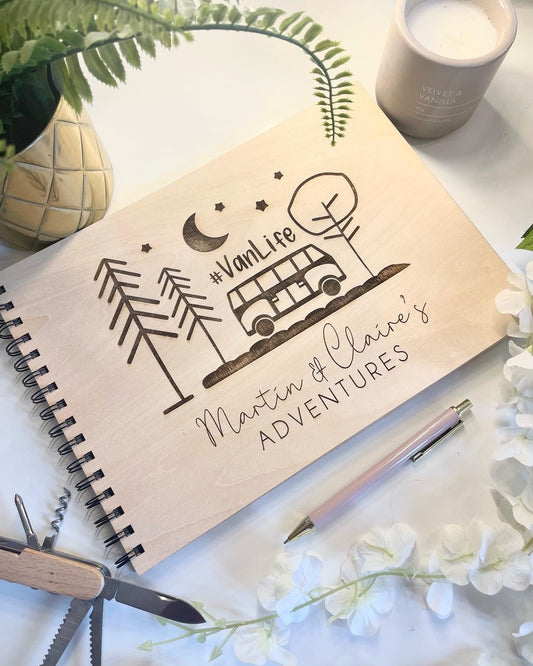 Personalised A4 wooden engraved camper van journal