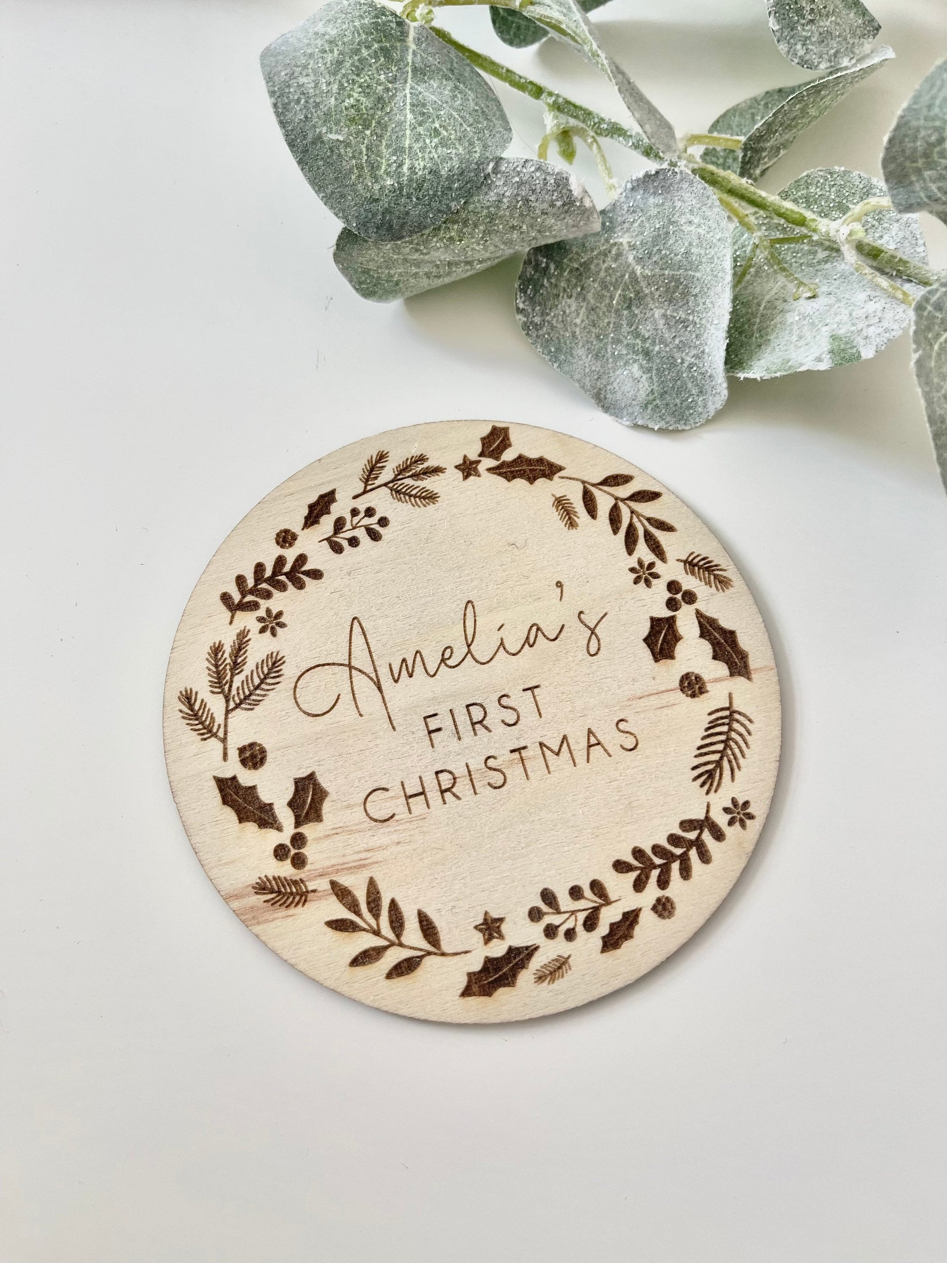 Personalised Engraved Baby's First Christmas Name Plaque