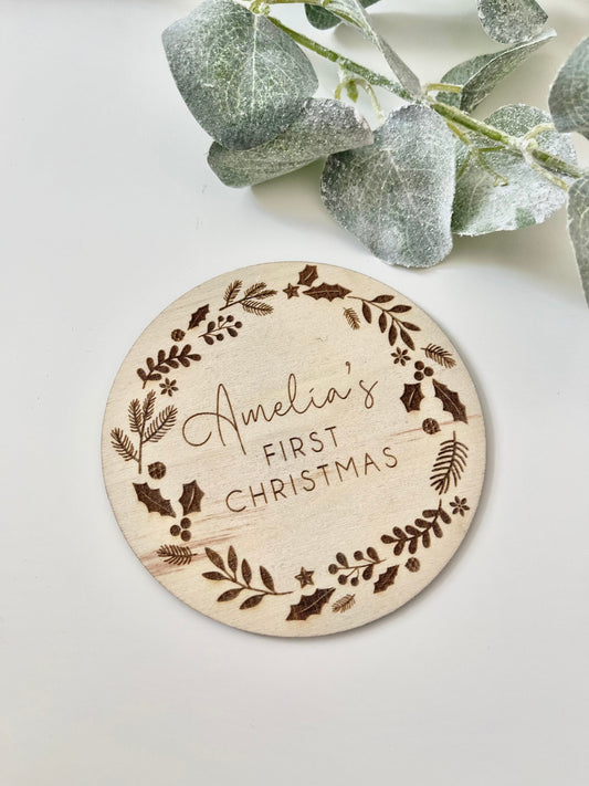 Personalised Engraved Baby's First Christmas Name Plaque