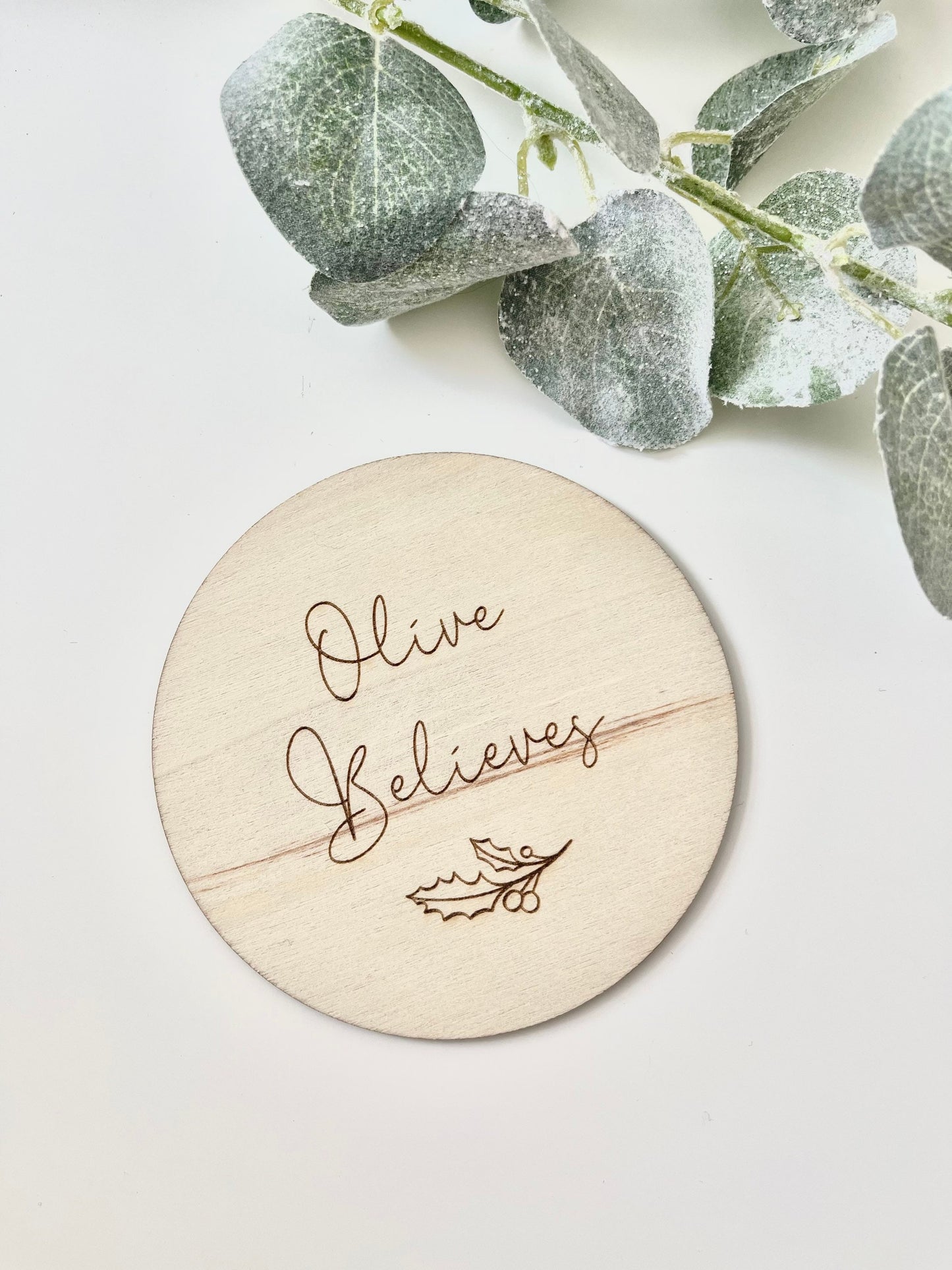 Personalised Engraved Believes First Christmas Name Plaque
