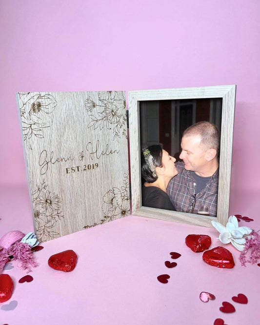 Personalised Couples Floral Photo Frame