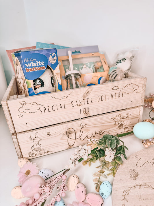 Personalized Easter Bunny Crate - Personalised wooden crate