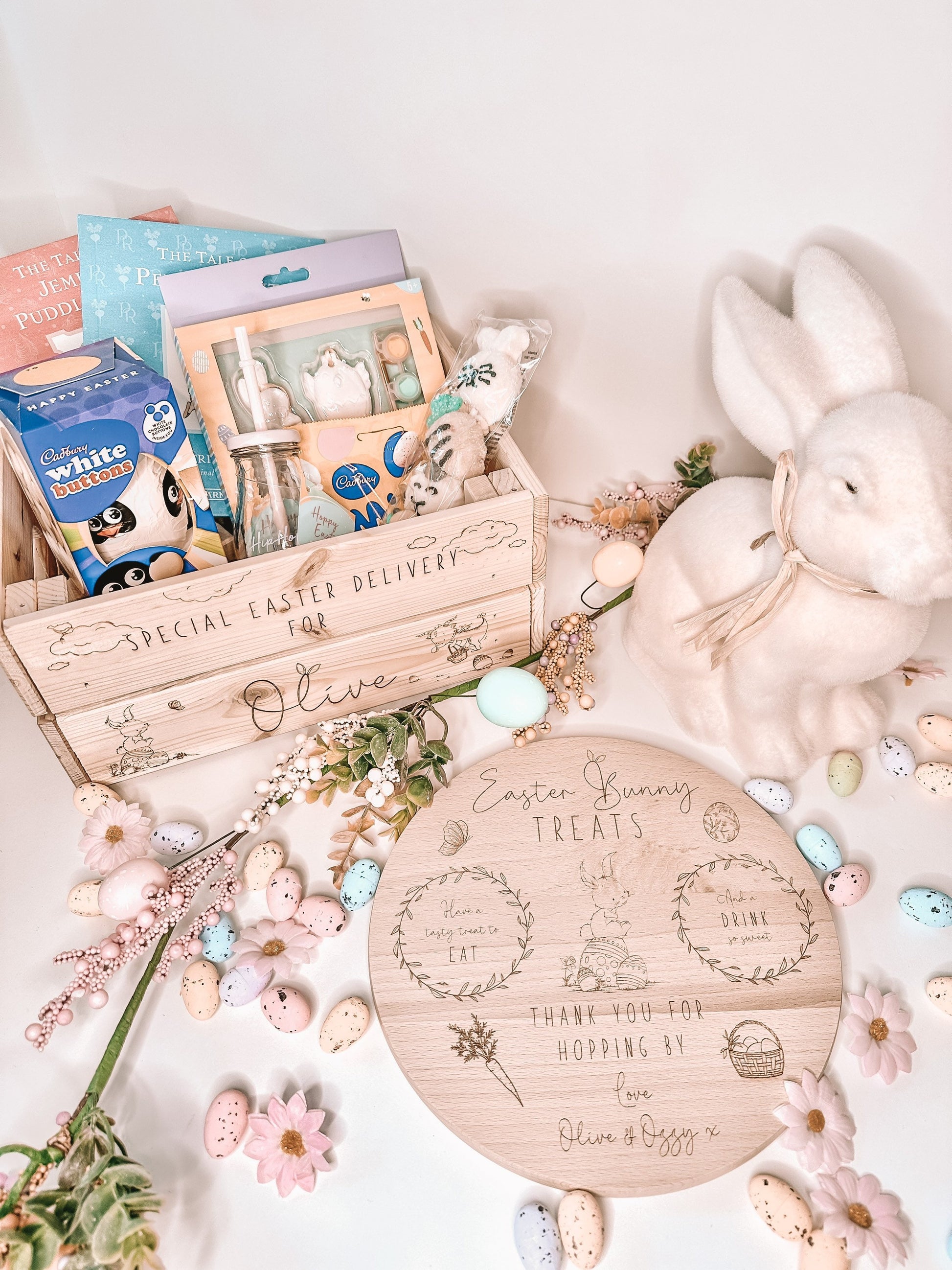 Personalized Easter Bunny Crate - Personalised wooden crate