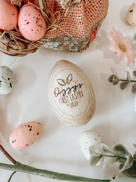 Personalised engraved wooden musical egg