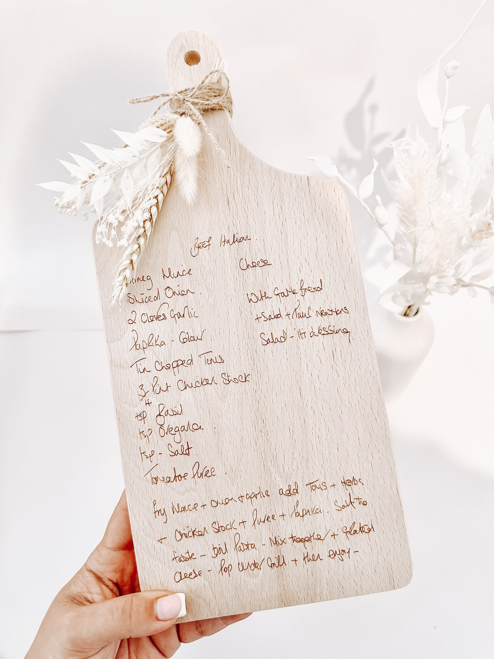 Custom Handwritten Family Recipe Chopping Board