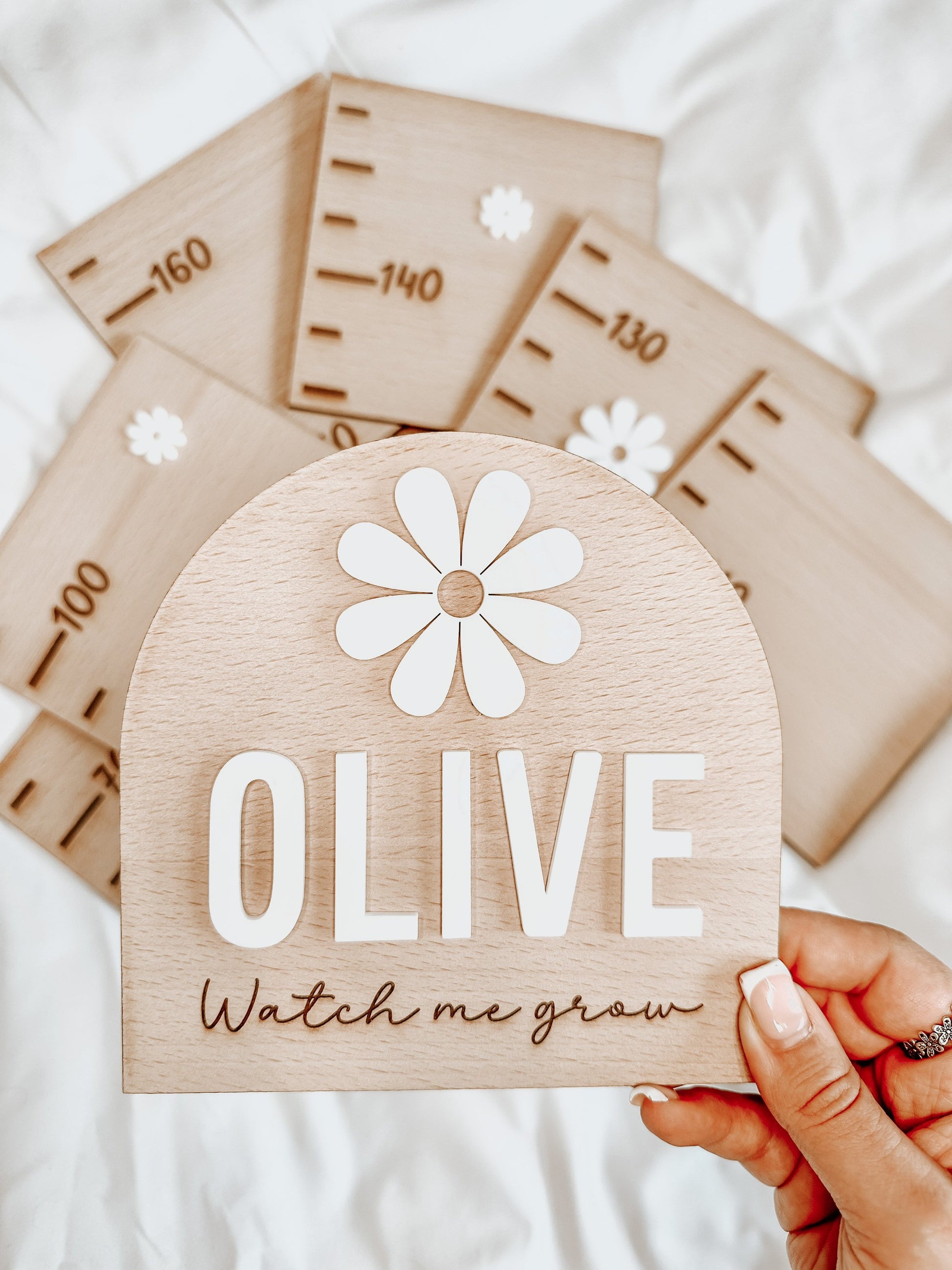 Personalised Flower Wooden Height Chart, Kids Growth Chart, Wooden Height Measuring, Nursery Wall Decoration, Baby Shower Gifts