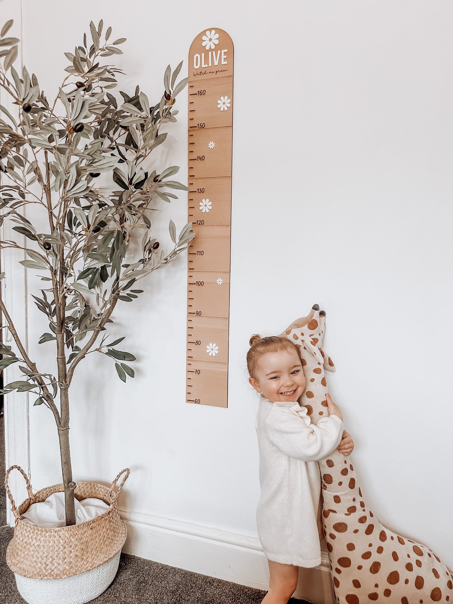 Personalised Flower Wooden Height Chart, Kids Growth Chart, Wooden Height Measuring, Nursery Wall Decoration, Baby Shower Gifts