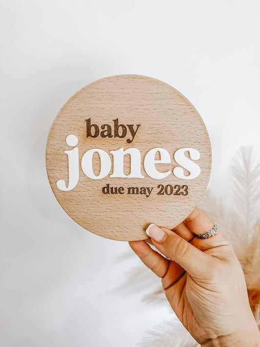 Wooden Baby Due Plaque | Keepsake Newborn Decoration