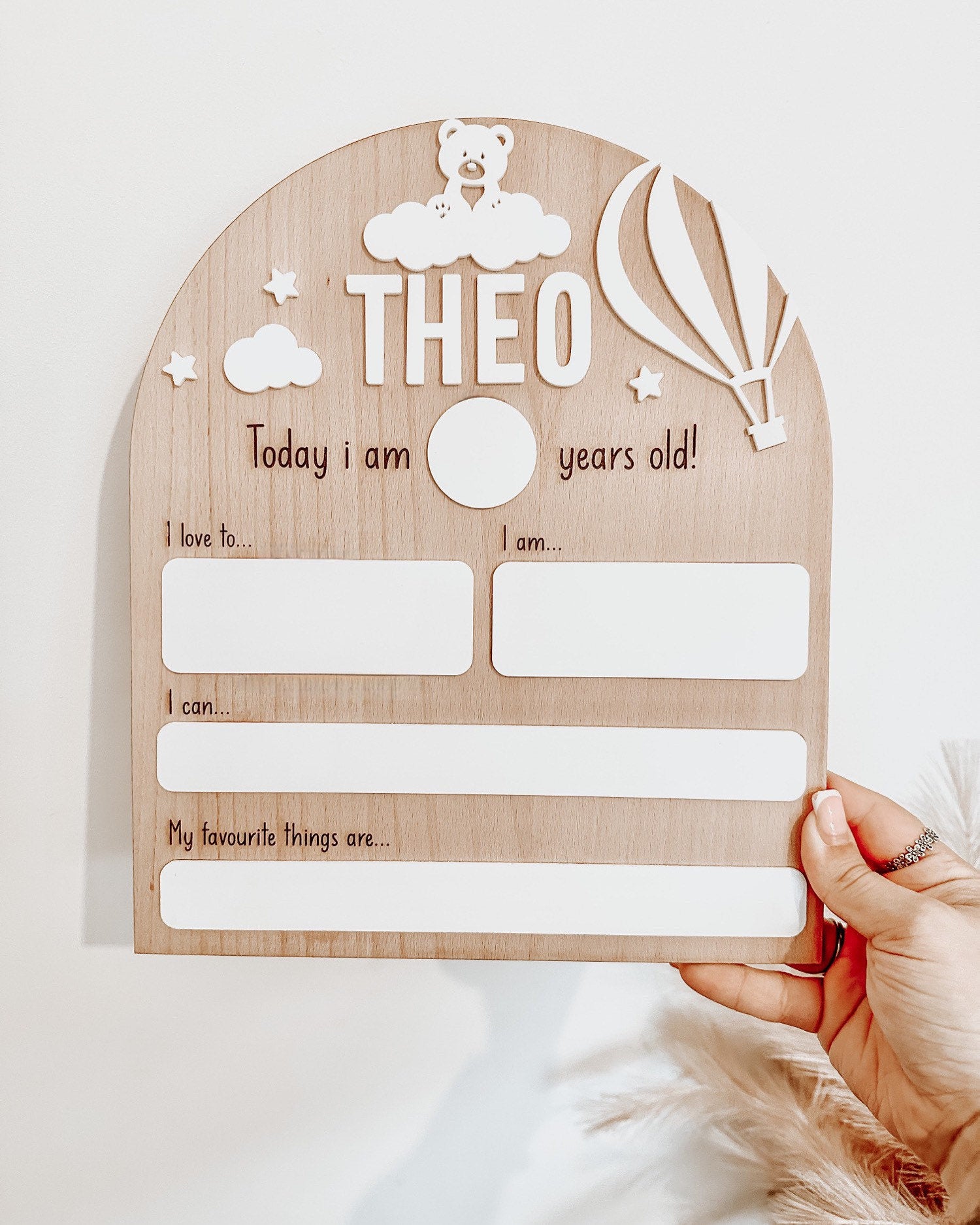 Personalised Teddy Bear Birthday Board | Reusable Birthday Whiteboard | Baby Shower Gifts | Grow With Me Board