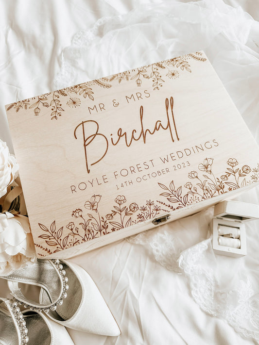 Personalised Wooden Wedding Keepsake Box