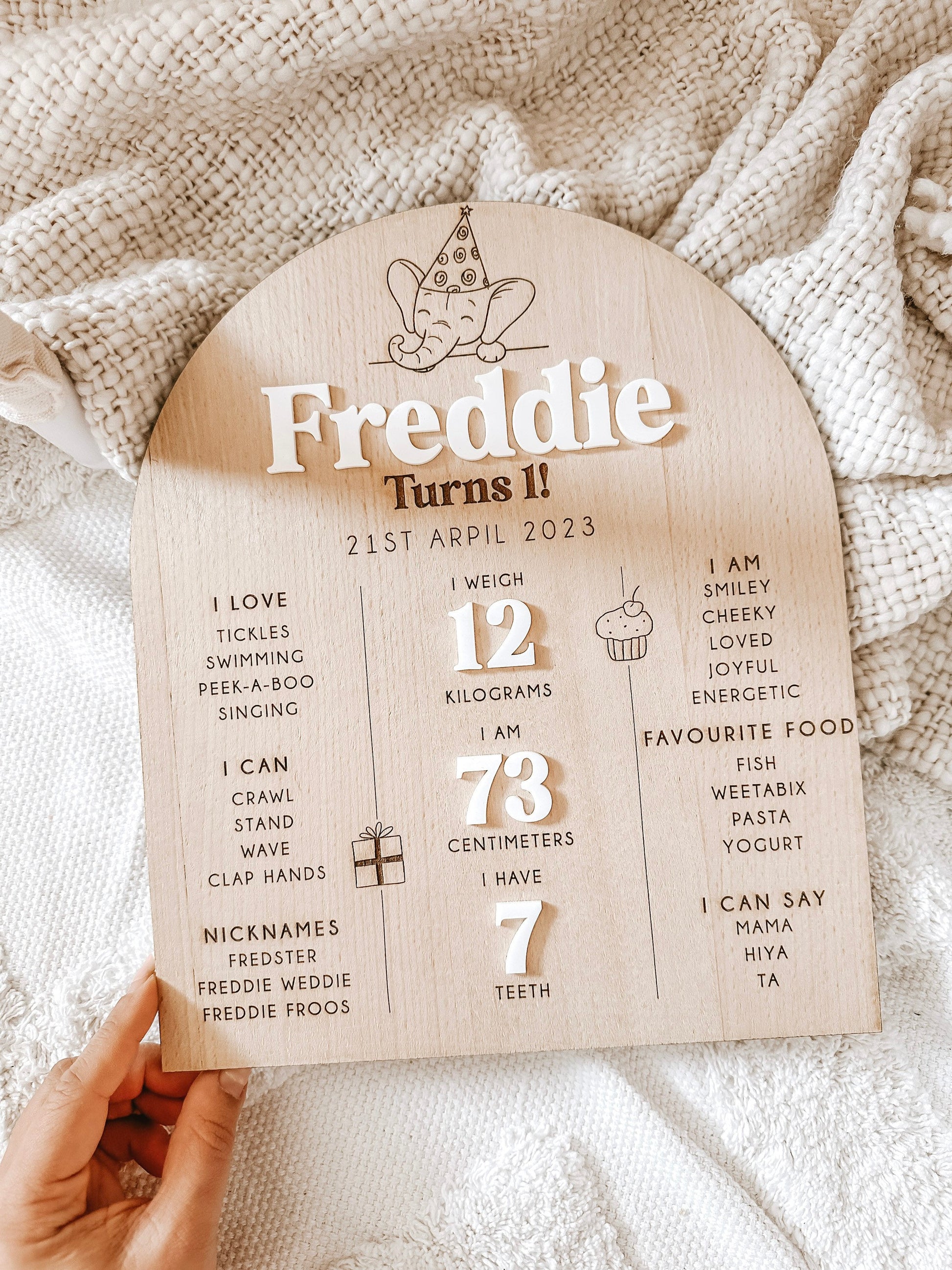 Personalised First Birthday Board | Party Animal Board | Reusable Birthday Whiteboard | Baby Shower Gifts | Grow With Me Board