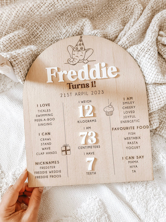 Personalised First Birthday Board | Party Animal Board | Reusable Birthday Whiteboard | Baby Shower Gifts | Grow With Me Board