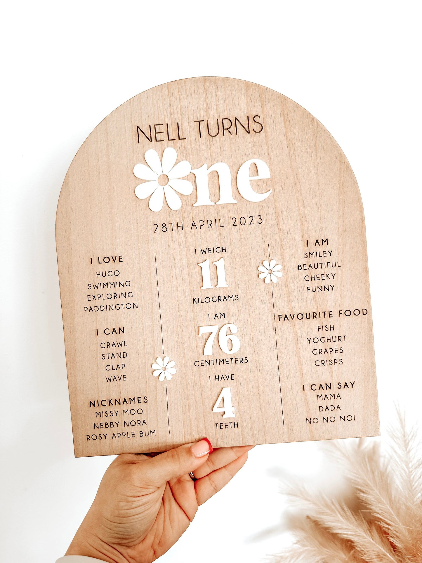 Personalised First Birthday Board | Flower Board | Reusable Birthday Whiteboard | Baby Shower Gifts | Grow With Me Board