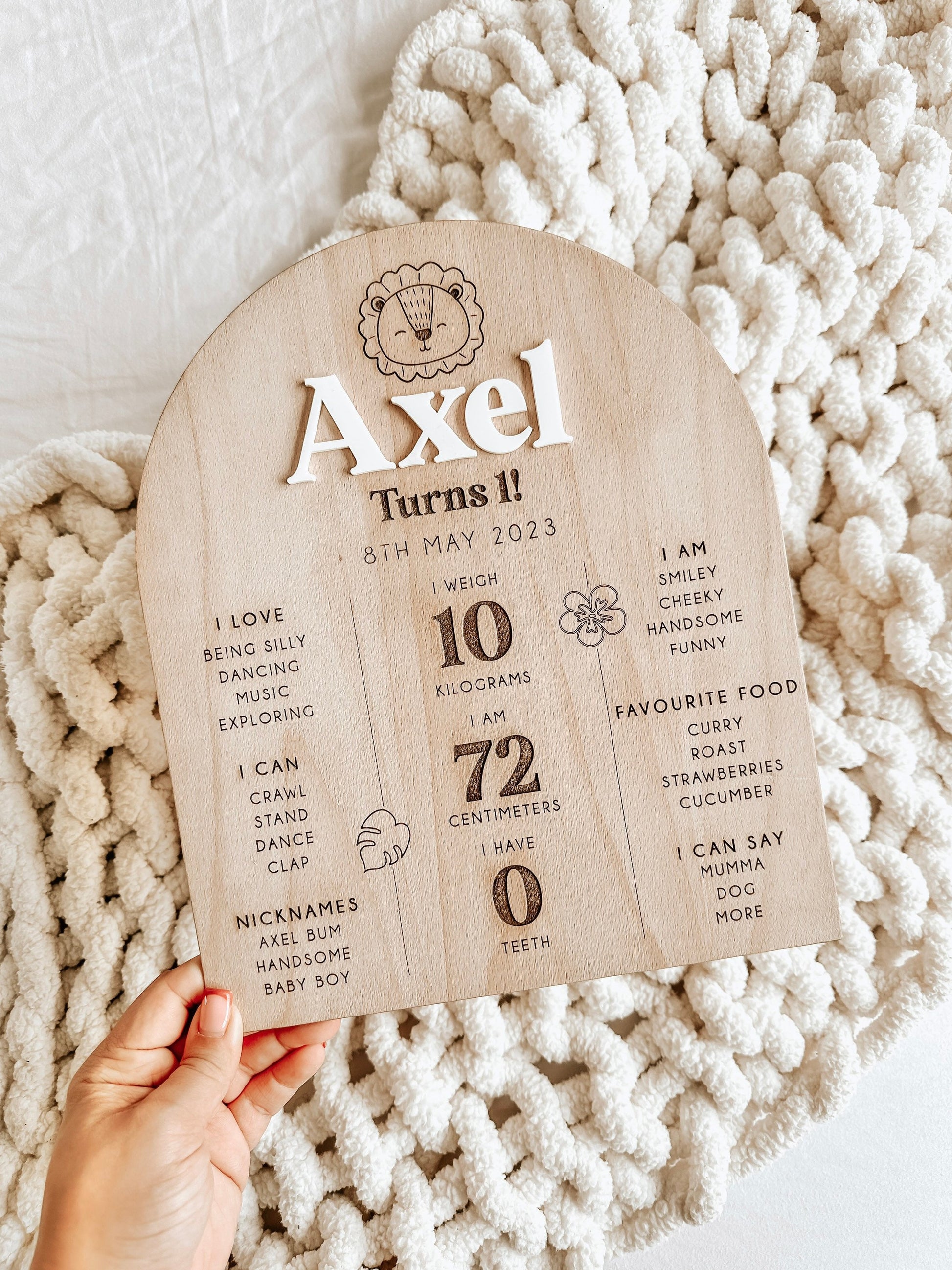 Personalised First Animal Birthday Board