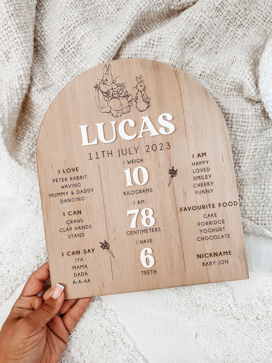 Personalised First Birthday Board | Peter Rabbit Board | Reusable Birthday Whiteboard | Baby Shower Gifts | Grow With Me Board