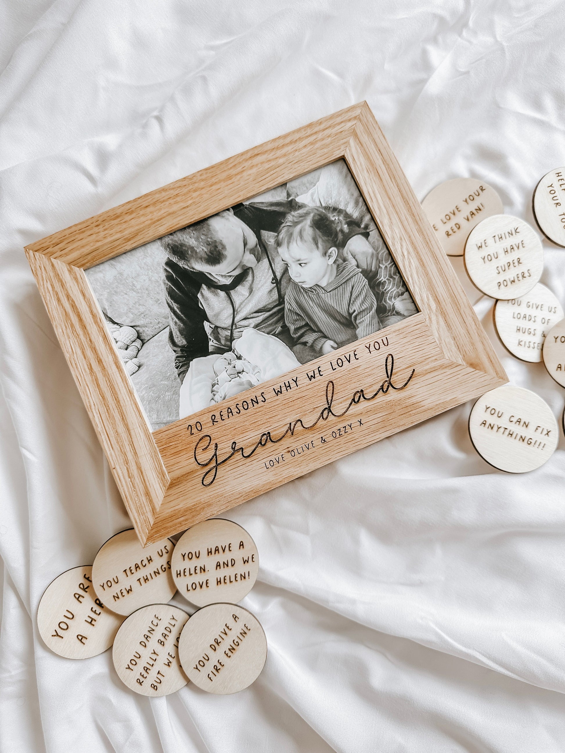 20 Reasons Why I Love You Photo Box with Wooden Personalised Tokens | Personalised wooden engraved box