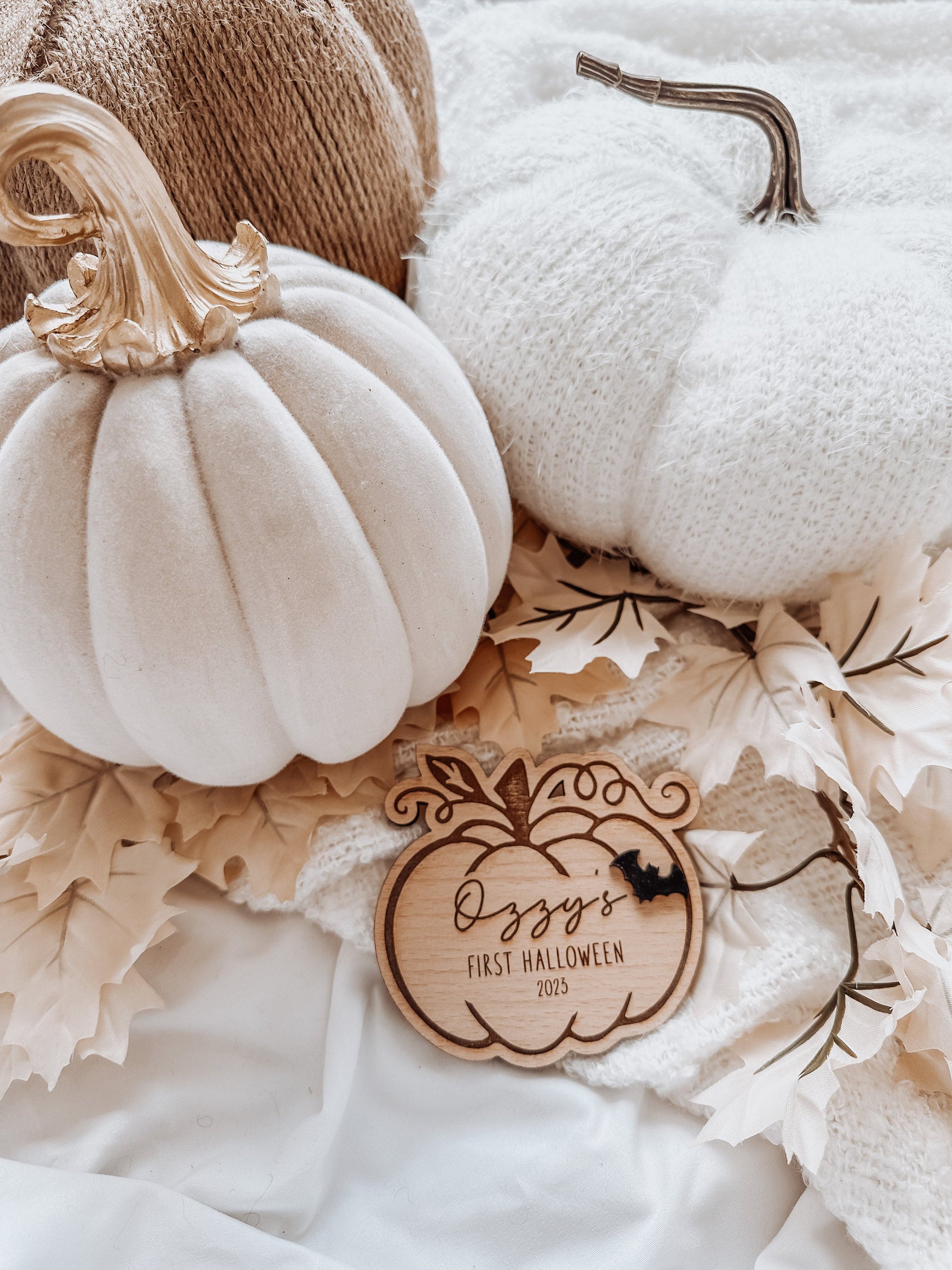 Wooden Babies First Halloween Pumpkin Plaque