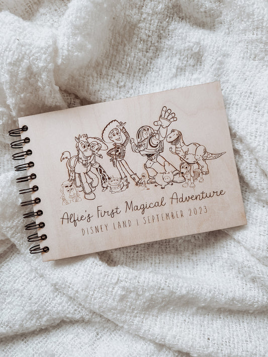 Personalised A5 wooden engraved Disney Toy Story Autograph Book/ holiday scrapbook/ memory book/ photo album/ memory gift