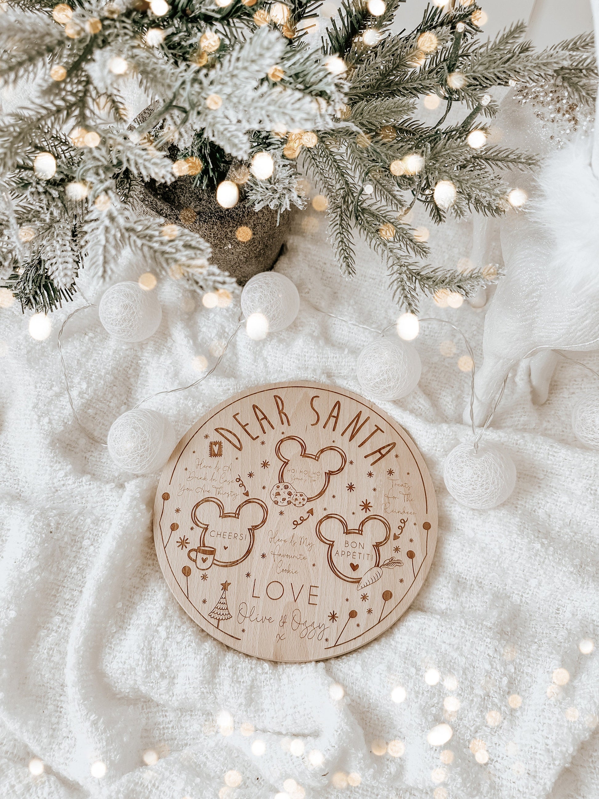 Personalised Christmas Treat Board Disney | Christmas Eve Father Christmas | Mickey Mouse Treat Plate Christmas