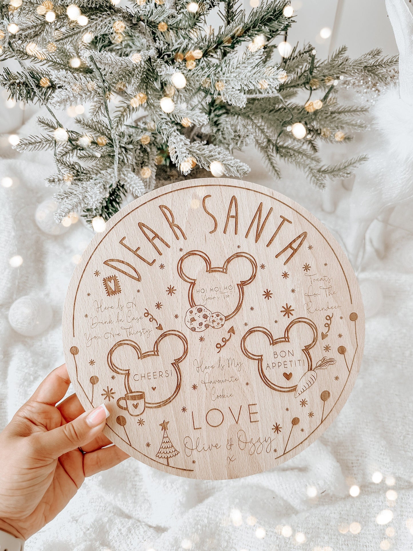 Personalised Christmas Treat Board Disney | Christmas Eve Father Christmas | Mickey Mouse Treat Plate Christmas