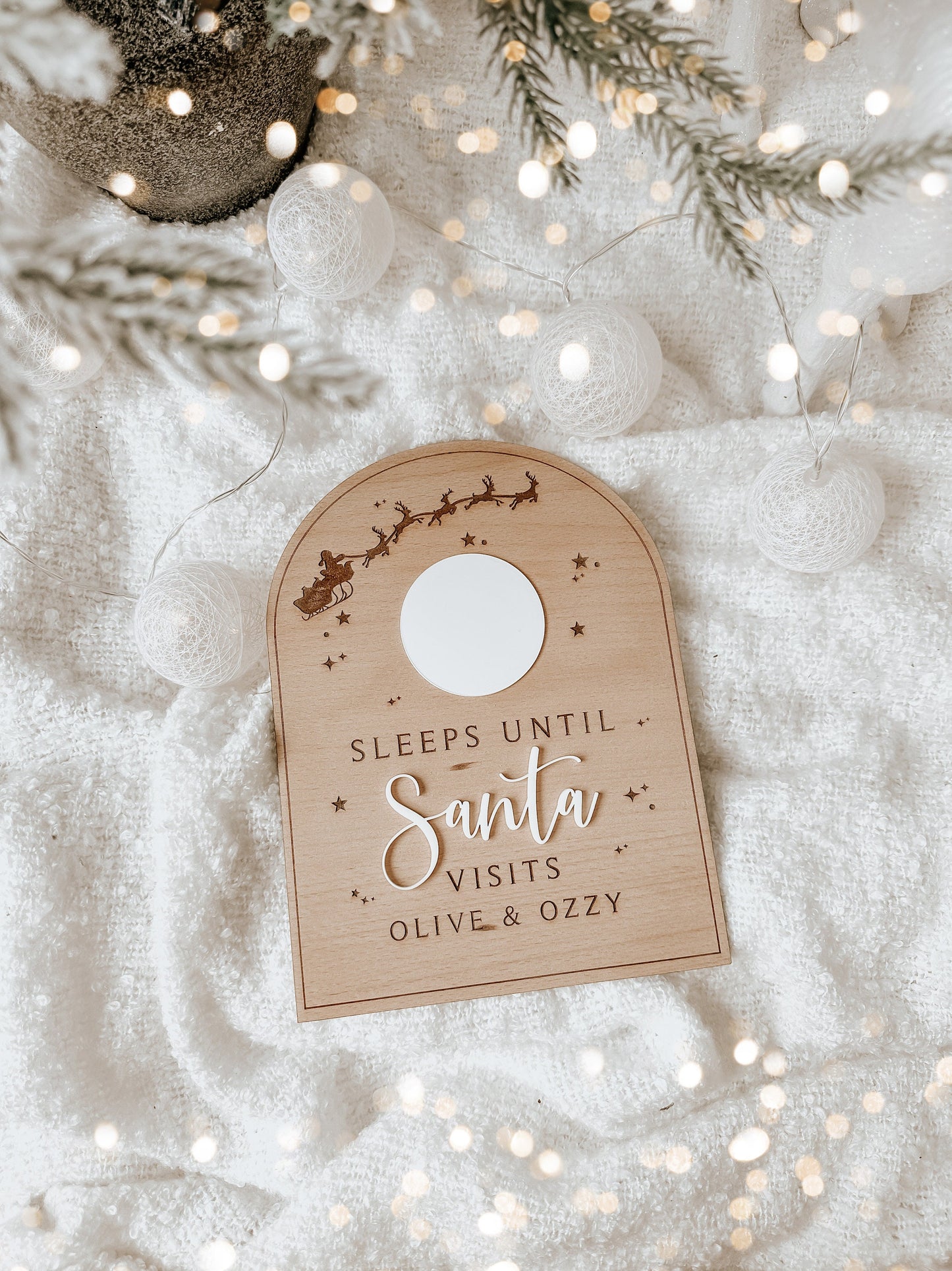 Personalised Sleeps Till Santa Visits Board | Christmas Countdown Board | Dry Eraser Board